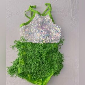 Green Sequin and Fringe Kids Costume